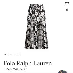 Polo Ralph Lauren Black and White Patterned Maxi Skirt, Size 6